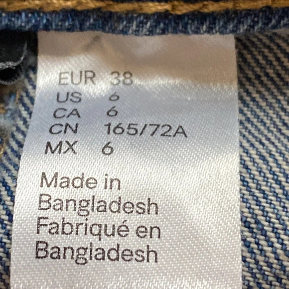 H&M Divided Blue Medium Wash Button Front Denim Bib Overalls Mini Dress Size 6 - Picture 8 of 8